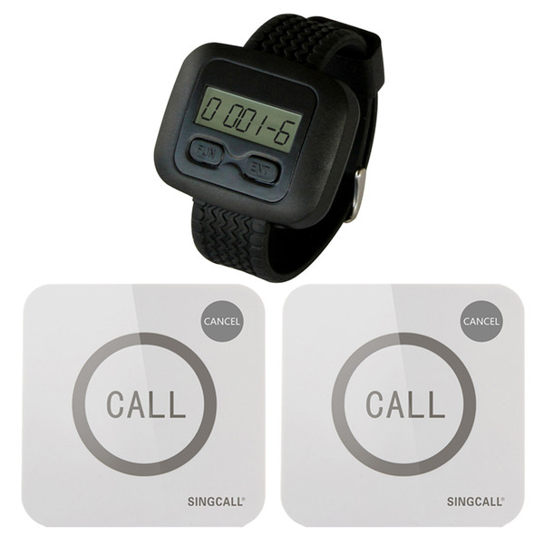 SINGCALL Wireless Service Calling Pager System, 1 Watch with 2 Touchable Bells with two keys,waterproof function