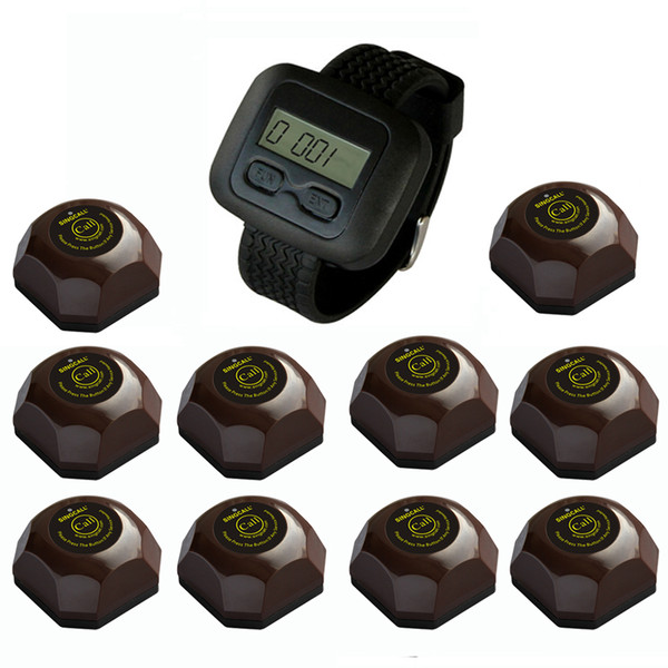 SINGCALL Wireless Coffee Calling System, 1 Watch with 10 Buttons for Hotel Cafe KTV Bar Restaurant