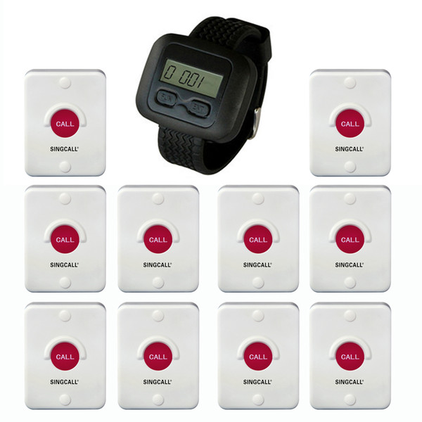 SINGCALL® Wireless Hotel Service System,Waterproof,Sun-proof,Dustproof,Can Be Set in the Bathroom or Outdoor,10 Pagers and 1 Receiver