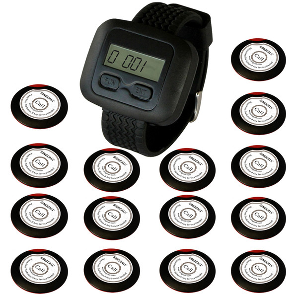 SINGCALL Wireless Waiter Pager Calling Systems,15 Buttons Bells, 1 Receiver