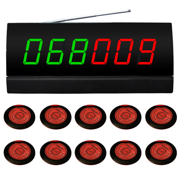 wireless display system for 10 rooms. for restaurant,cybercafe .10 pcs red bell and 1 pc display