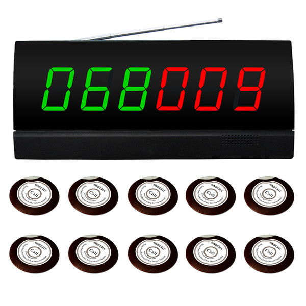 SINGCALL service calling,10pcs of white single call bell and 1 pcs of display showing,digital display