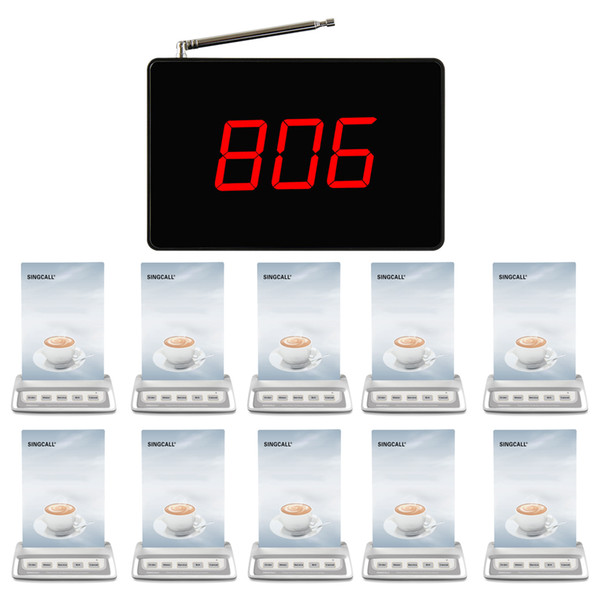 SINGCALL Wireless Calling System 10 three buttons and 1 host for Cafe ,Tea Bar