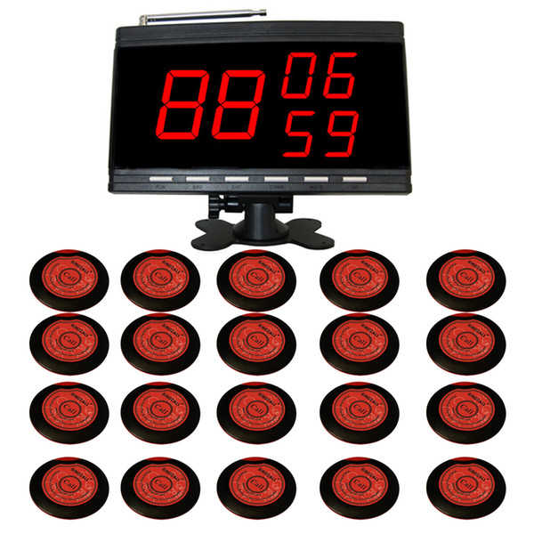 SINGCALL Wireless Table Calling Systems,20 Red Button Table Bells and 1 Receiver