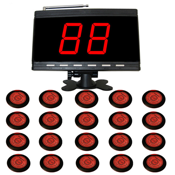 SINGCALL Wireless Table Calling Systems for Pub,Kitchen,1 Display and 20 Buttons