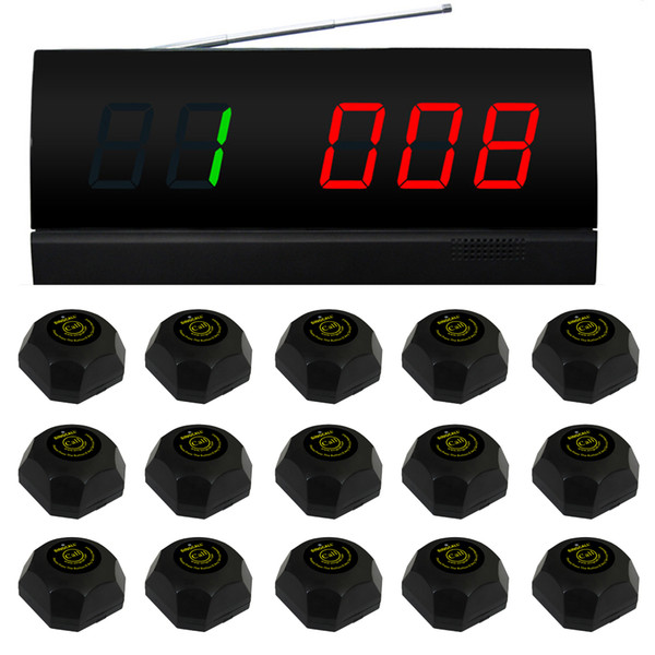 SINGCALL.wireless service calling system for wileware house.table paging system. 15 pcs black bell and 1 pcs monitor