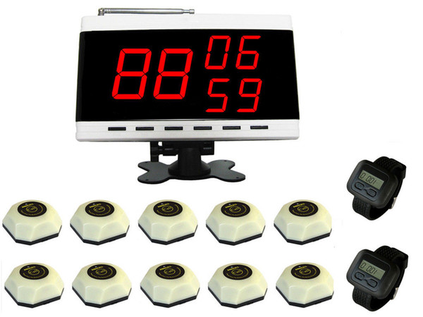 SINGCALL Wireless Calling Pager Systems 10 Bells 2 Watches and 1 Display Screen