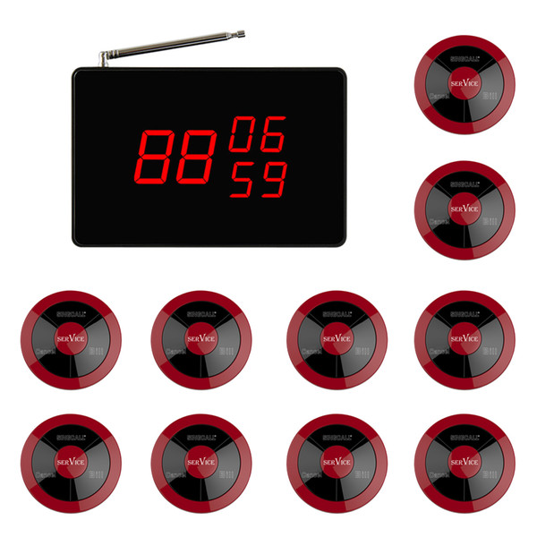 SINGCALL Paging System SC-R10 and 10 table red bells for Bank Restaurant hotel,Call Waiter