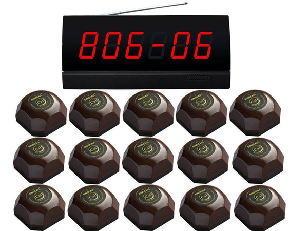 SINGCALL. wireless service calling system for cybercafe.15 coffee bells and 1 pc black monitor