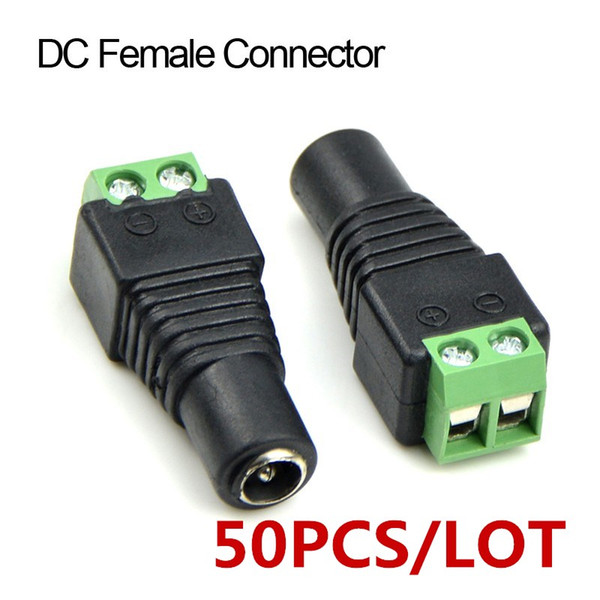 50pcs/lot Female DC Connector Plug DC Female Adapter Plug Connector for CCTV Camera DVR Led Strips 5050/3528 single color