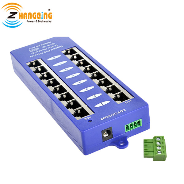 Security Wall Mount PoE Injector 8 Port 1000Mbps Gigabit PoE Panel For Surveillance IP Camera MikroTik and UBNT products