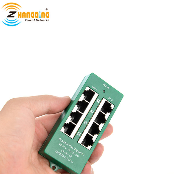 802.3at Active Gigabit PoE Injector Safe 4port PoE Patch Panel Negotiation Class 4 For Cisco, Aruba and IP Camera