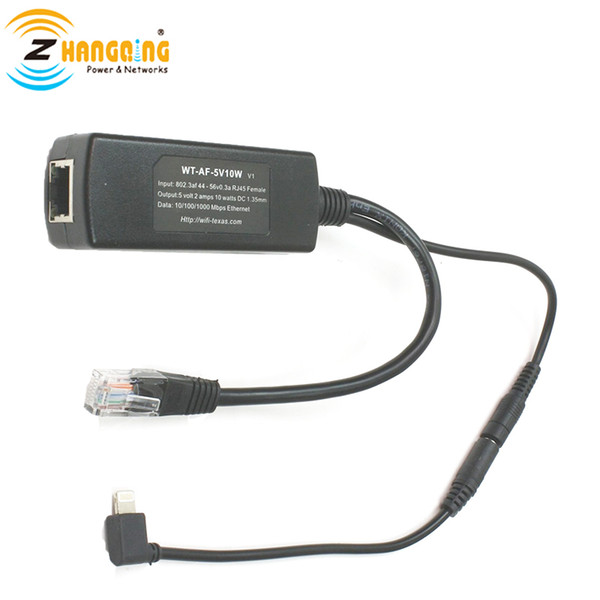 802.3af POE Splitter with Lightning connector. 5V 2A PoE Splitter Power Apple iPads Up To 328 Feet or for None-PoE device