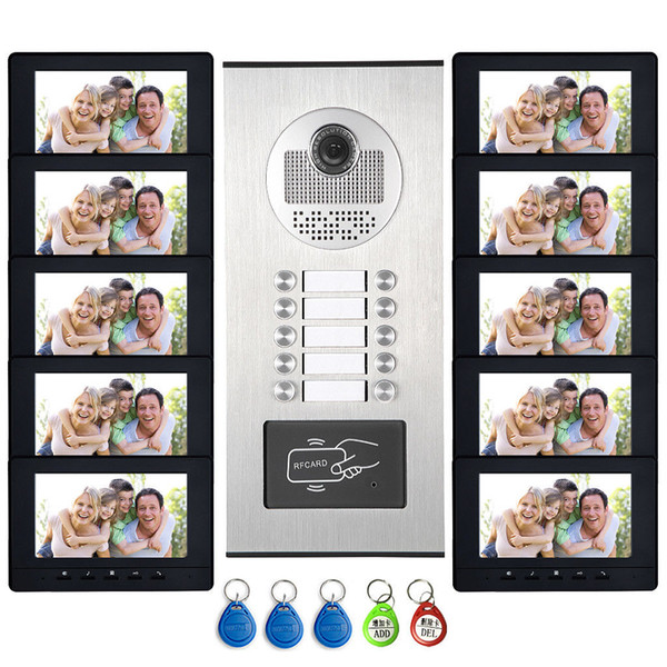 10 Units Video Intercom Apartment Door Phone System HD Camera 7