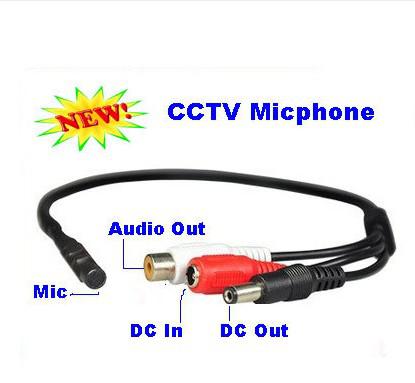 Mini Mic Voice Audio Microphone RCA Output Cable for CCTV Security Camera DVRs Mic 5pcs/lot