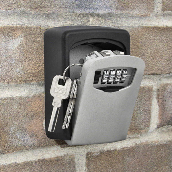 Home Room Silver Wall-mounted Outdoor Metal Password Padlock Key Box Storage Key box Security Accessories 3429