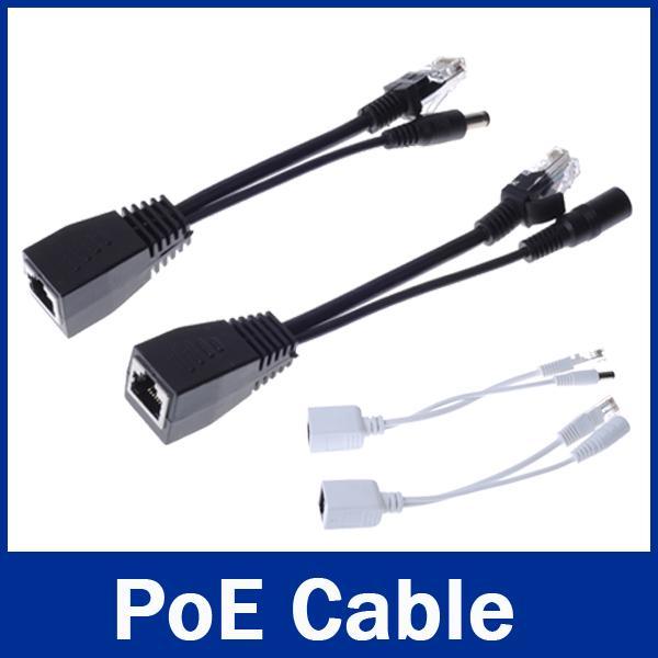 High quality Tape screened 30M POE Adapter cable, POE Splitter Power supply module 12-48v separator combiner Black or White