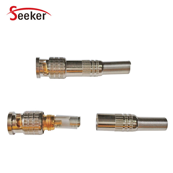 100pcs/lot RG59 BNC Connector Coaxial Twisted CCTV Accessories Male BNC Connector with Copper Core for Security System