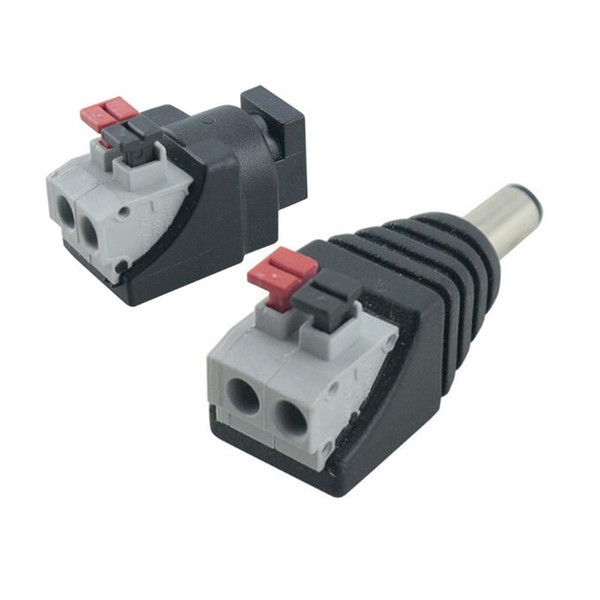 5.5*2.1mm Male Female DC Connector to Power Adapter For 5050 3528 Single Color Led Strip Pressed Connected No Screws