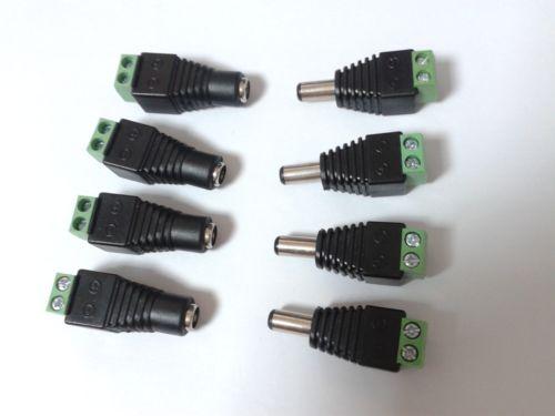 4 sets DC Power 5.5mm x 2.5mm (4pcs Female +4pcs Male) Adapter for CCTV Camera