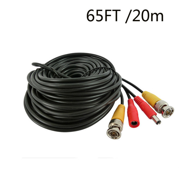 65ft 20m BNC Video Power Cable Security Camera Wire Extension Cord Power video 2 in-one linefor CCTV DVR Surveillance System