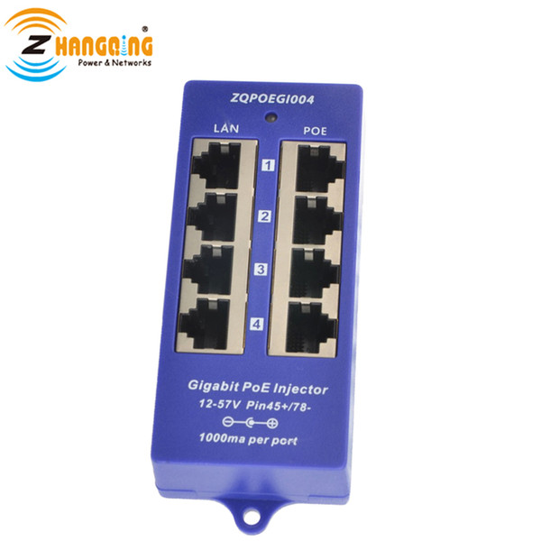 Passive Gigabit PoE Injector 4 Port 1000Mbps PoE Patch Panel 802.3af For IP Camera WiFi Access Point(AP) Etc.