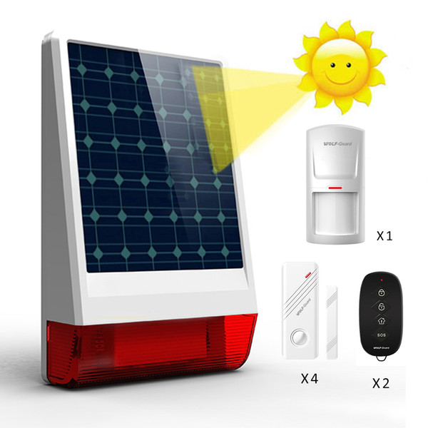 Wireless 120db Solar Simple Burglar Security Alarm System Outdoor Weather-Proof Siren Door/Window PIR Motion Sensor Key Fob Remote Control