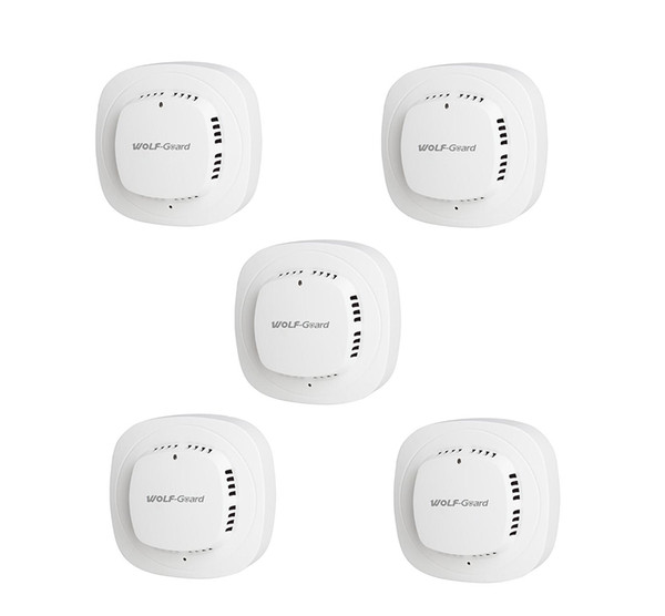 5 x Wireless Smoke Detector Photoelectric Sensor High Sensitivity Stable Alarm Sensor Fire Detecting for Home Alarm Security System