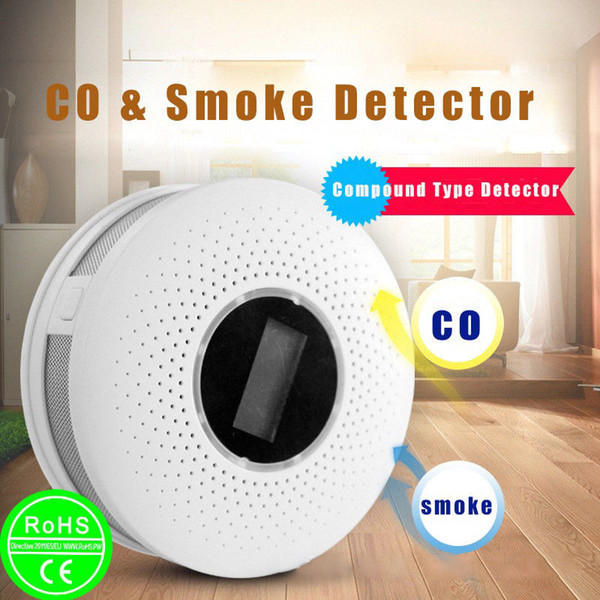 2 IN 1 LCD CO Carbon monoxide smoke integrated alarm Detector Voice Warn Sensor Home Security Protection High Sensitive