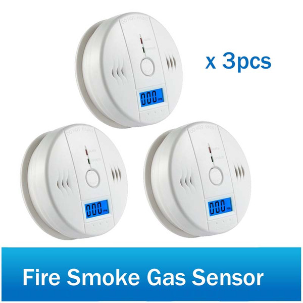 3pcs LCD Photoelectric Independent CO Gas Sensor Carbon Monoxide Poisoning Alarm for Home Security System