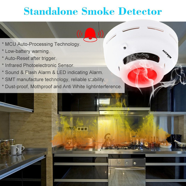 Smart Wireless Smoke Detector MCU Technology Fire Alarm Sensor High Sensitive Stable for Home Security