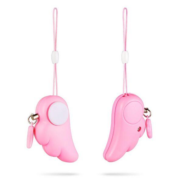 2pc Lovely Angel Wings Alarm Safety Personal SOS Personal Anti-Attack Protection Security Alarm System Keychain for Girl Child Elderly