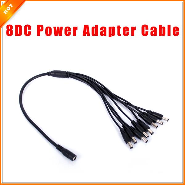 Free Shipping 10pcs/lot 1 to 8 DC Power Splitter Adapter Cable CCTV Camera Cable for Security System