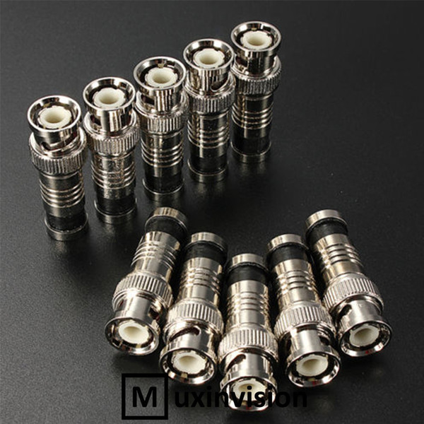 10Pcs BNC Compression Connector RG59 CCTV Camera Coax Cable Adapter Coaxial Male