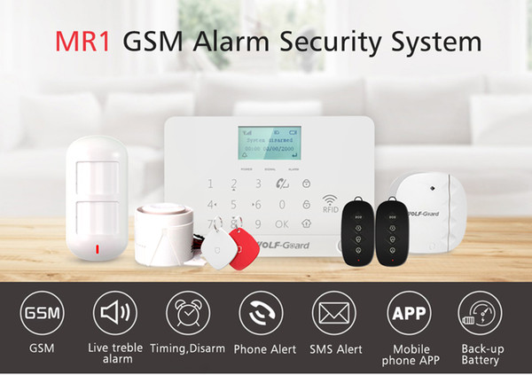 Wolf-Guard GSM LCD Wireless Home Alarm Security Burglar System App Control Door Sensor Dual Pet-immune PIR Motion Detector Keyfob 433MHZ