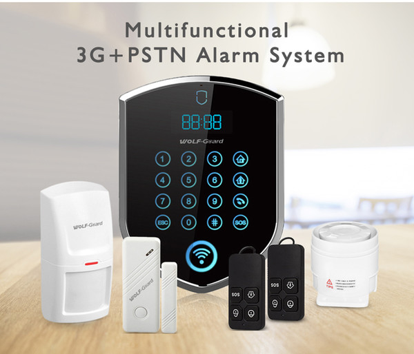 Wolf-Guard DIY 3G GSM + PSTN Sheild Wireless Home Alarm Security Burgle System Door/Window Sensor PIR Motion Detector Remote Control Access