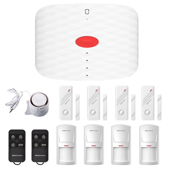 Wolf-Guard 3G GSM Wireless Home Alarm Security Burglar System App Control Door/Window Sensor PIR Motion Detector Keyfob SOS Button M3GS1