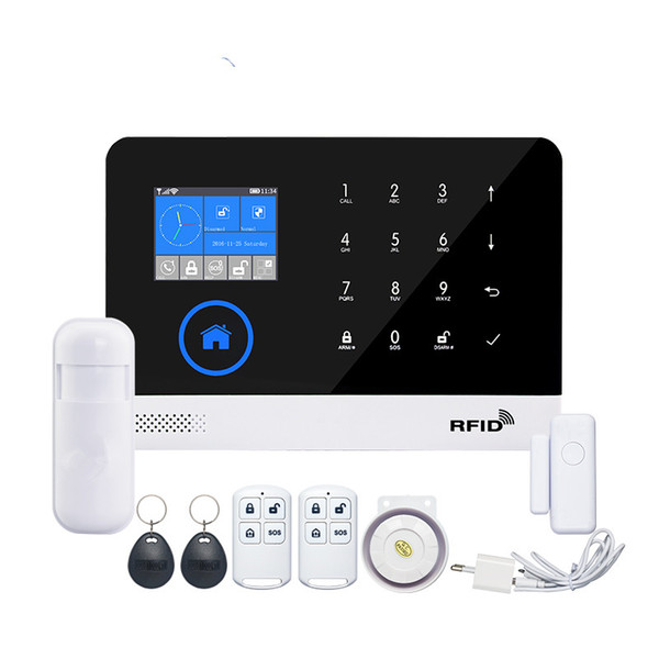 Wireless SIM GSM Home RFID Burglar Security LCD Touch Keyboard WIFI GSM Alarm System Sensor kit English,Russian,Spanish Voice