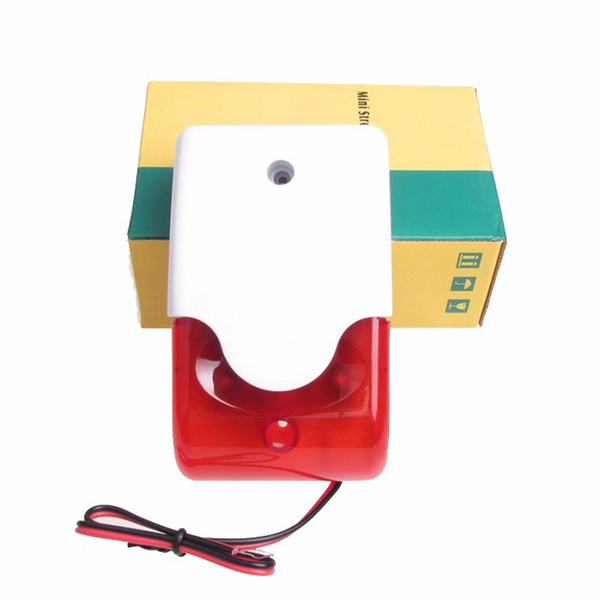 free shipping Mini Red Strobe Siren Indoor Outdoor Wired Sound 110dB Alarm Siren with Strobe flash light 12V DC