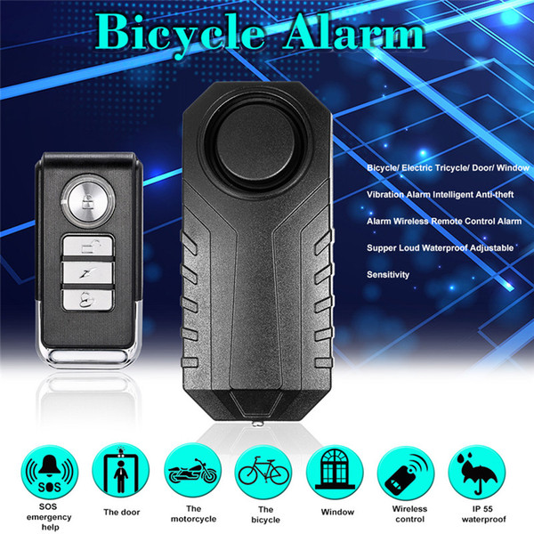 Wireless Bicycle Anti-theft Alarm Waterproof Door/ Window Vibration Alarm Intelligent Remote Control Alarm Sensor 113dB Loud