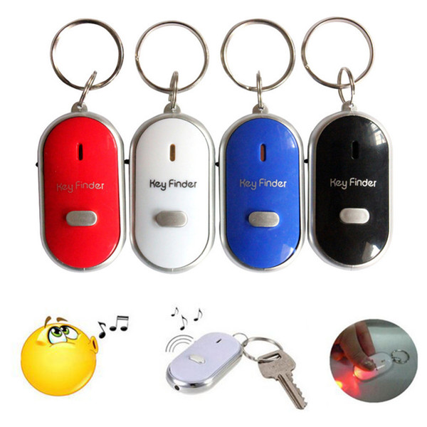 Anti Lost LED Key Finder Locator 4 Colors Voice Sound Whistle Control Locator Keychain Control Torch Free Shipping