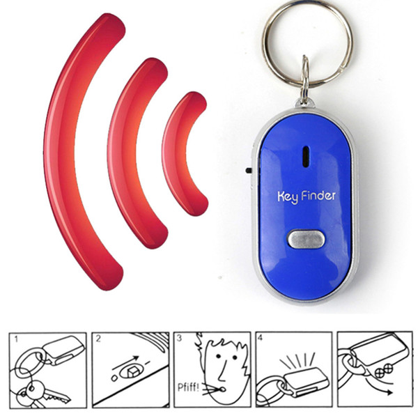 Hot Sale Anti Lost LED Key Finder Locator 4 Colors Voice Sound Whistle Control Locator Keychain Control Torch