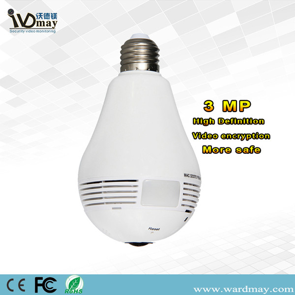 CCTV 3.0MP Home Smart P2P Mobile Remote View Two Way Audio Wireless WiFi Security HD Bulb IP Camera