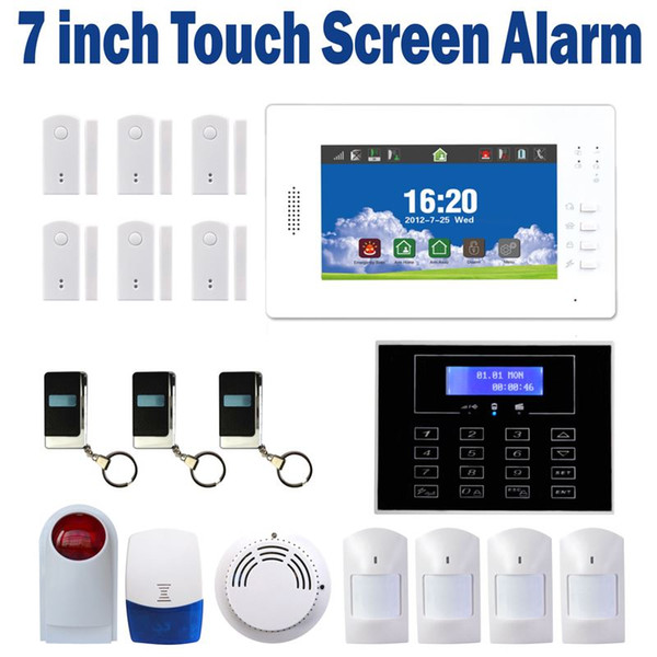 7 inch LCD touch Screen Wireless gsm alarm system IOS and Android APP control Smart Home Security alarm