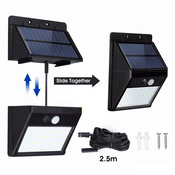 LED Solar Night light Outdoor PIR Motion Sensor Solar Power LED Wall lamp Separable For Yard Garden Door Path Security lighting