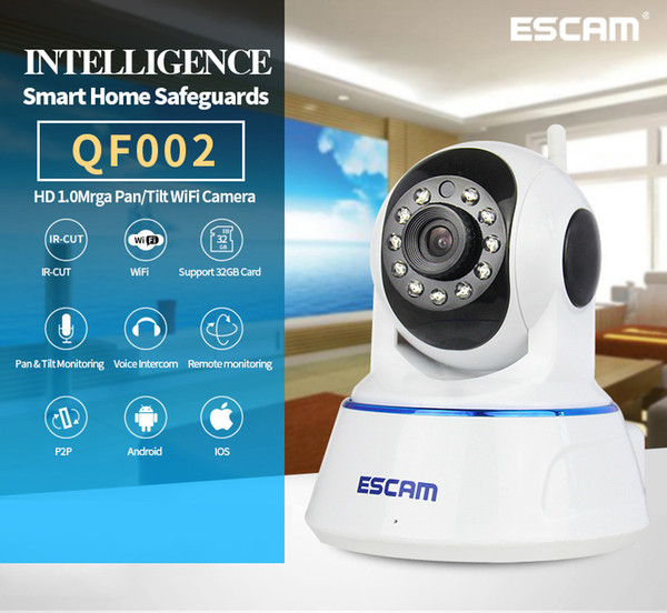 Escam QF002 HD 720P Wireless IP Camera Day Night Vision P2P WIFI Indoor Infrared Security Surveillance CCTV Mini Dome Camera Free shipping