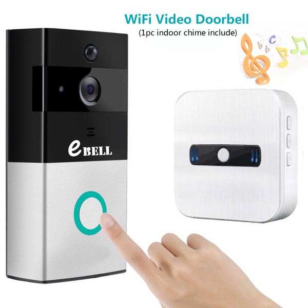 eBELL Battery Power Smart WiFi Video Doorbell w/ Indoor Chime, APP Operating, 720P HD Camera, Audio Talking, Night Vision, PIR Alarm