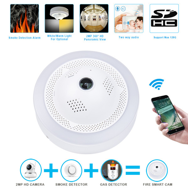 Wdm New CCTV Home Smart P2P Two Way Audio Fire Smoke/Dangerous Gas Detection Wireless Wifi 2.0MP HD IP Camera