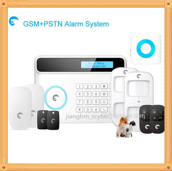 Free shipping DHL,LCD Display APP Remote Control Sensor alarming Home Security Wireless SMS GSM smart Alarm System Kit