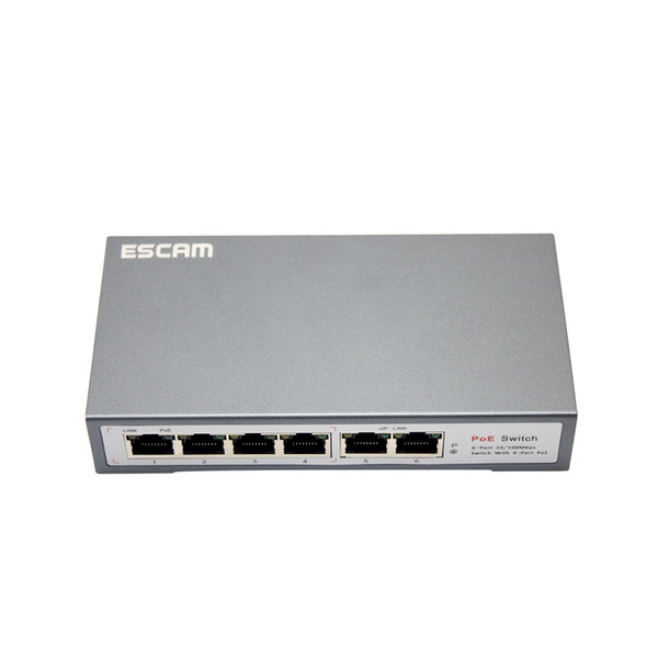 ESCAM 6CH POE Switch 10/100M 150m Distance 85W DC to POE for IP Camera CCTV System NVR POE Power Supply Adapter